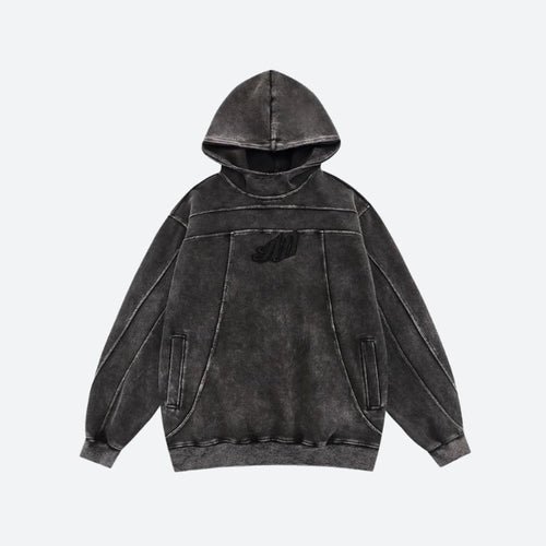 Litlookz Studio Grunge Dark Washed Embroidered Hoodie