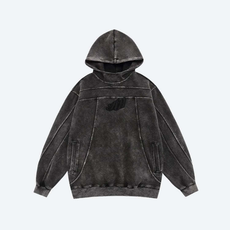 Litlookz Studio Grunge Dark Washed Embroidered Hoodie