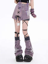 Litlookz Studio Grunge Denim Mini Skirt & Leg Warmers Two Piece Set, view 2