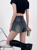 Litlookz Studio Grunge Denim Shorts, view 2