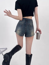 Litlookz Studio Grunge Denim Shorts, view 3