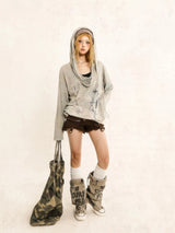 Litlookz Studio Grunge Distressed Hooded Top, view 4