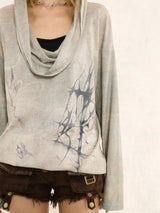 Litlookz Studio Grunge Distressed Hooded Top, view 6