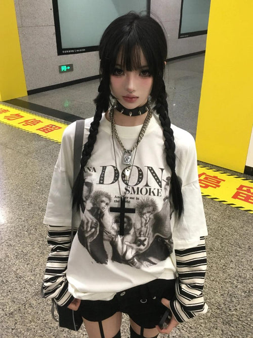 Litlookz Studio Grunge Don't Smoke Layered Top