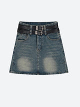 Litlookz Studio Grunge Double Belt Loop Denim Mini Skirt, view 3