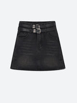 Litlookz Studio Grunge Double Belt Loop Denim Mini Skirt, view 6