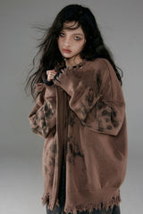 Litlookz Studio Grunge Extra Distressed Zip-Up Cardigan, view 3