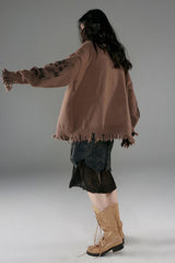 Litlookz Studio Grunge Extra Distressed Zip-Up Cardigan, view 4