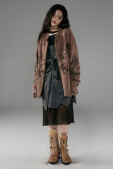 Litlookz Studio Grunge Extra Distressed Zip-Up Cardigan, view 5