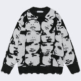 Litlookz Studio Grunge Face Pullover Sweater, view 3