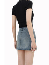 Litlookz Studio Grunge Fake Pocket Denim Mini Skirt, view 4