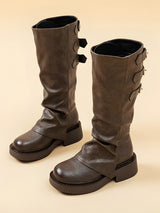 Litlookz Studio Grunge Faux Leather Belted Boots, view 4