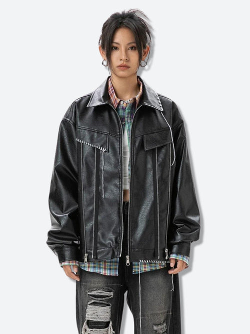 Litlookz Studio Grunge Faux Leather Jacket