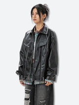 Litlookz Studio Grunge Faux Leather Jacket, view 2