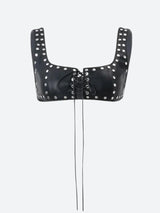 Litlookz Studio Grunge Faux Leather Lace Up Crop Top, view 3