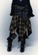 Litlookz Studio Grunge Faux Leather Plaid Midi Skirt, view 3