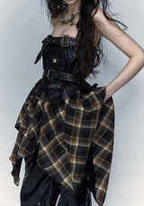Litlookz Studio Grunge Faux Leather Plaid Midi Skirt, view 5