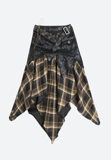 Litlookz Studio Grunge Faux Leather Plaid Midi Skirt, view 6