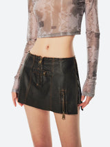 Litlookz Studio Grunge Faux Leather Slit Mini Skort, view 2