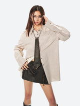 Litlookz Studio Grunge Faux Leather Slit Mini Skort, view 4