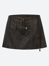 Litlookz Studio Grunge Faux Leather Slit Mini Skort, view 6