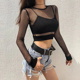 Litlookz Studio Grunge Fishnet Crop Top, view 2