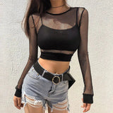 Litlookz Studio Grunge Fishnet Crop Top, view 3