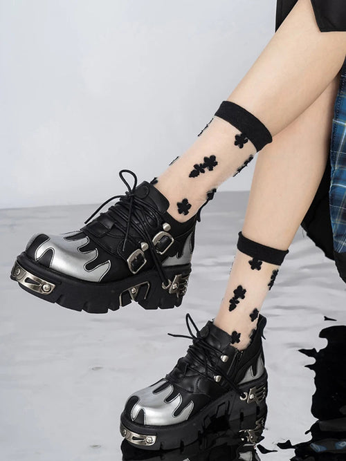 Litlookz Studio Grunge Flame Chunky Platform Shoes