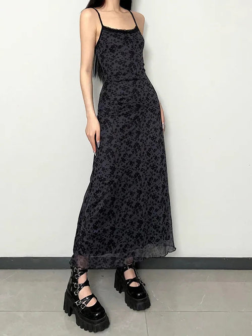 Litlookz Studio Grunge Floral Printed Maxi Dress