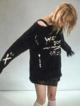Litlookz Studio Grunge Fluffy Knitted Sweater, view 2