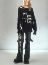 Litlookz Studio Grunge Fluffy Knitted Sweater, view 4