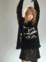 Litlookz Studio Grunge Fluffy Knitted Sweater, view 5