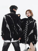 Litlookz Studio Grunge Fluffy Lace Up Sweater, view 4