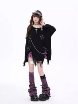 Litlookz Studio Grunge Kawaii Distressed Sweater, view 3