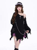 Litlookz Studio Grunge Kawaii Distressed Sweater, view 4