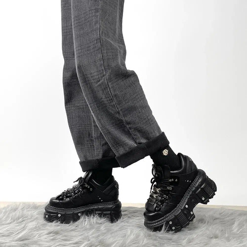 Litlookz Studio Grunge Lace Up Platform Sneakers