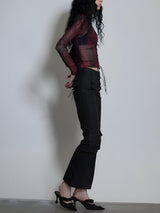 Litlookz Studio Grunge Lace Up Sheer Top, view 5
