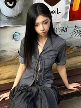 Litlookz Studio Grunge Lace Up Shirt, view 2