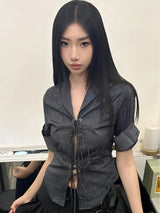 Litlookz Studio Grunge Lace Up Shirt, view 4