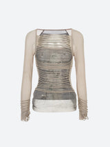 Litlookz Studio Grunge Layered Sheer Top, view 4