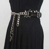 Litlookz Studio Grunge Lock Faux Leather Chain Belt, view 2
