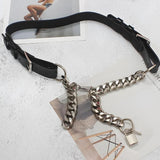 Litlookz Studio Grunge Lock Faux Leather Chain Belt, view 4