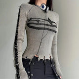 Litlookz Studio Grunge Long Sleeve Distressed Top, view 2