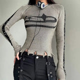 Litlookz Studio Grunge Long Sleeve Distressed Top, view 4