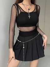 Litlookz Studio Grunge Long Sleeve Fishnet Top, view 2