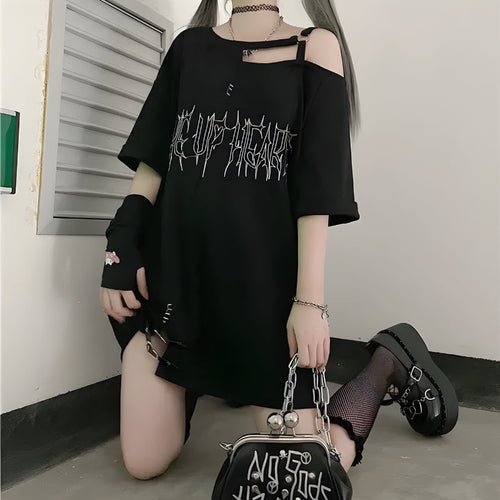 Litlookz Studio Grunge Make Up Heart Long Tee
