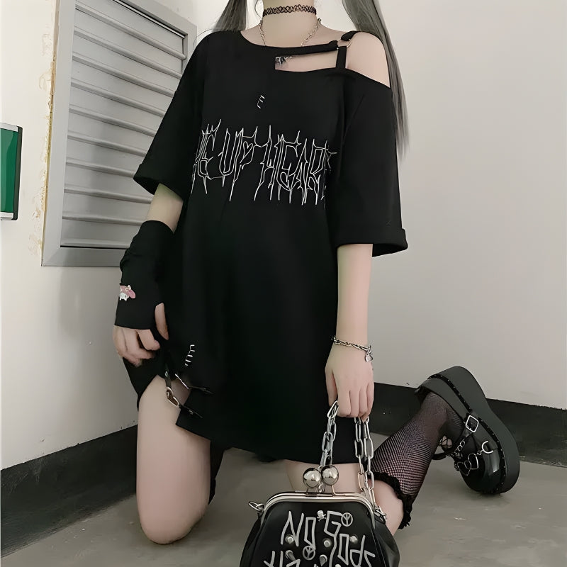 Litlookz Studio Grunge Make Up Heart Long Tee