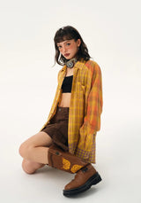 Litlookz Studio Grunge Multi Pattern Plaid Shirt, view 4