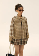 Litlookz Studio Grunge Multi Pattern Plaid Shirt, view 5