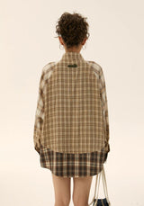Litlookz Studio Grunge Multi Pattern Plaid Shirt, view 6